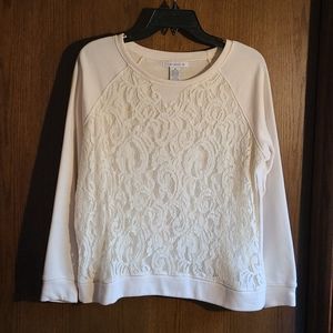 Lace overlay sweatshirt